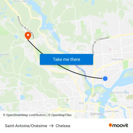 Saint-Antoine/Onésime to Chelsea map