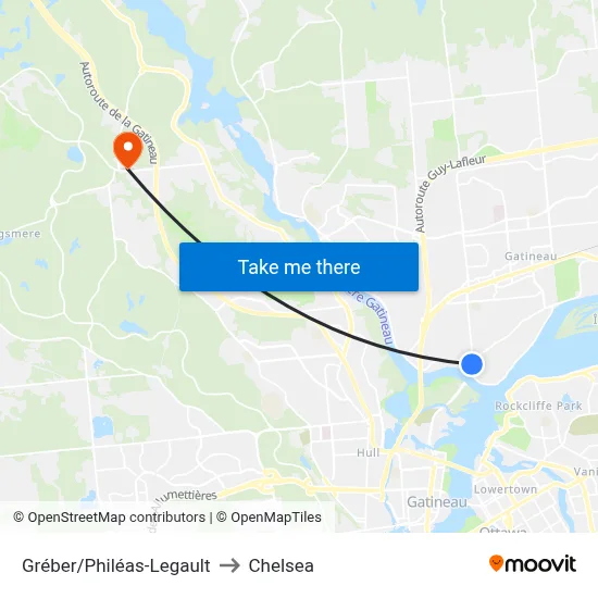 Gréber/Philéas-Legault to Chelsea map