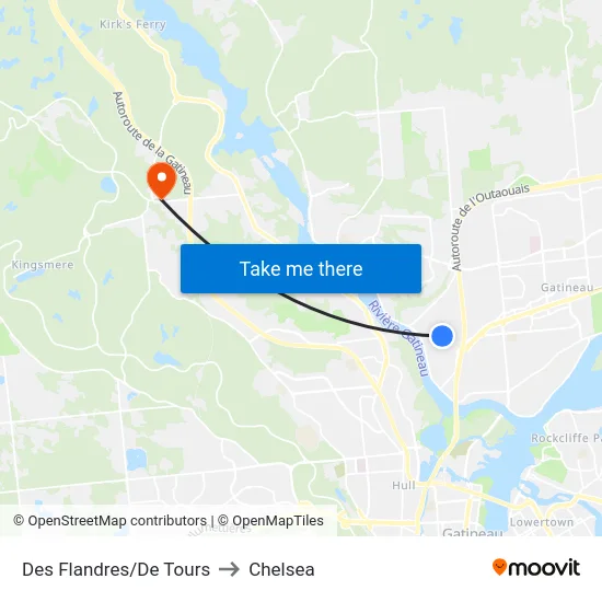 Des Flandres/De Tours to Chelsea map