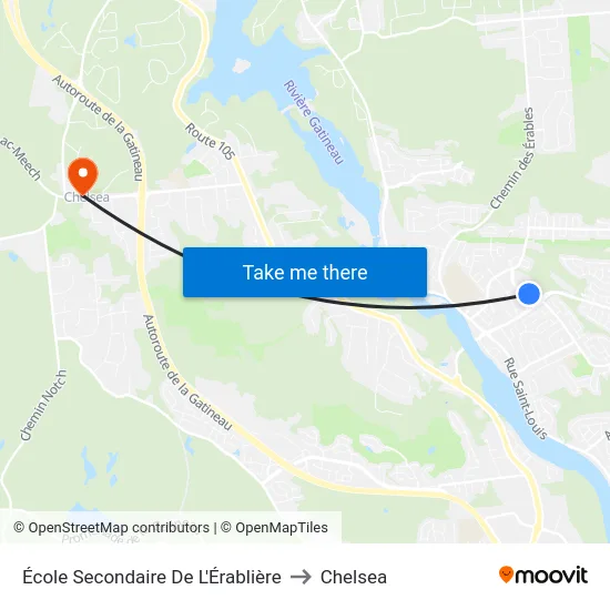 École Secondaire De L'Érablière to Chelsea map