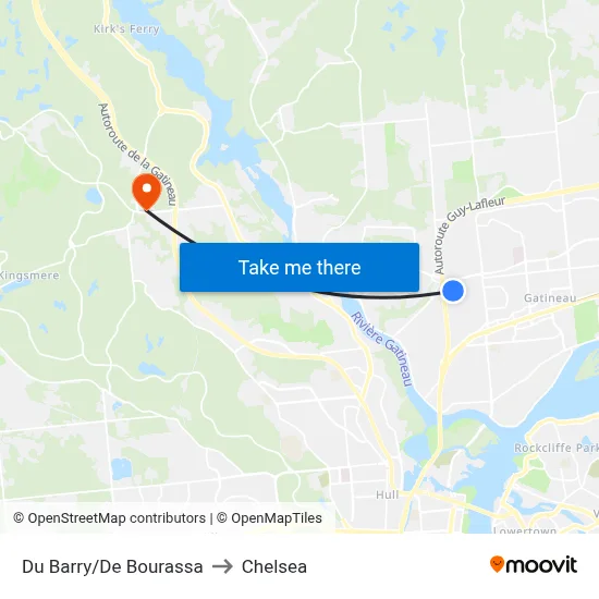 Du Barry/De Bourassa to Chelsea map