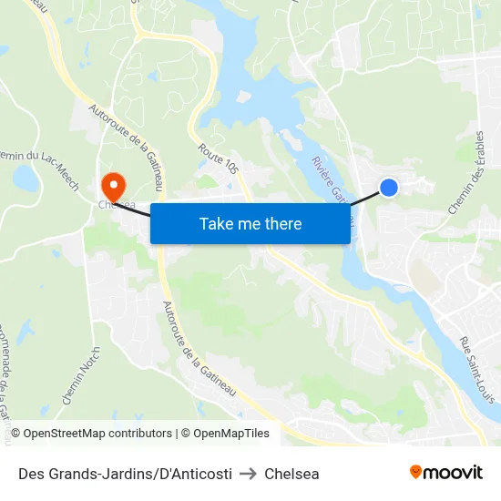 Des Grands-Jardins/D'Anticosti to Chelsea map