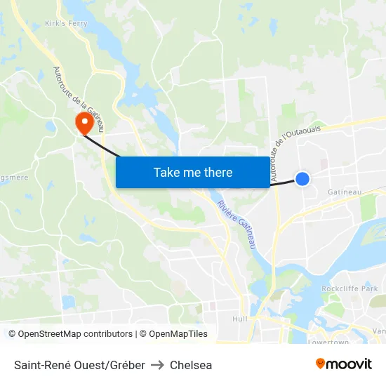 Saint-René Ouest/Gréber to Chelsea map