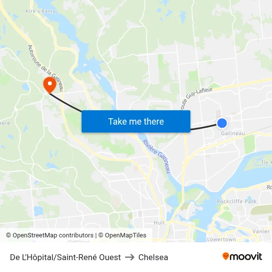 De L'Hôpital/Saint-René Ouest to Chelsea map