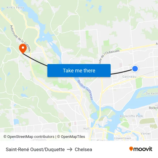 Saint-René Ouest/Duquette to Chelsea map