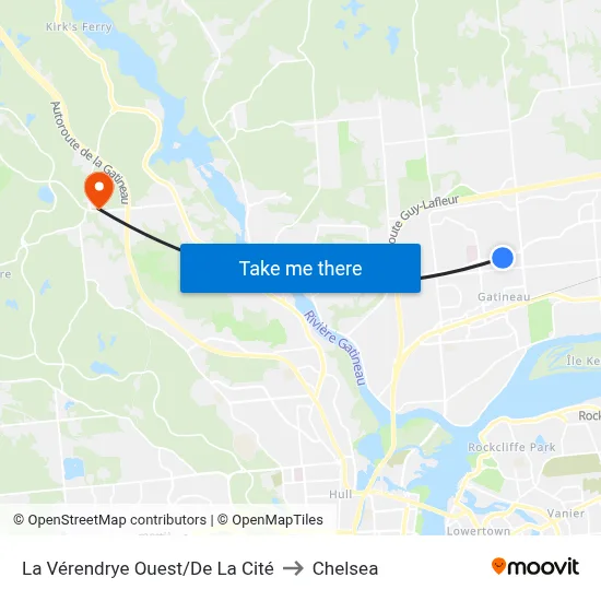 La Vérendrye Ouest/De La Cité to Chelsea map