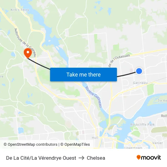 De La Cité/La Vérendrye Ouest to Chelsea map