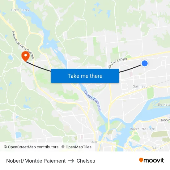 Nobert/Montée Paiement to Chelsea map