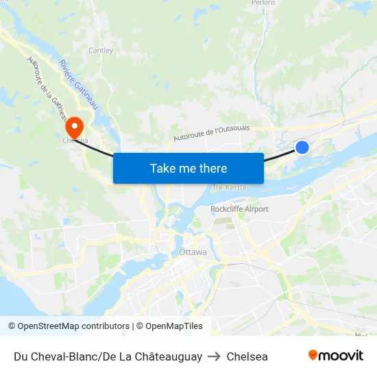 Du Cheval-Blanc/De La Châteauguay to Chelsea map