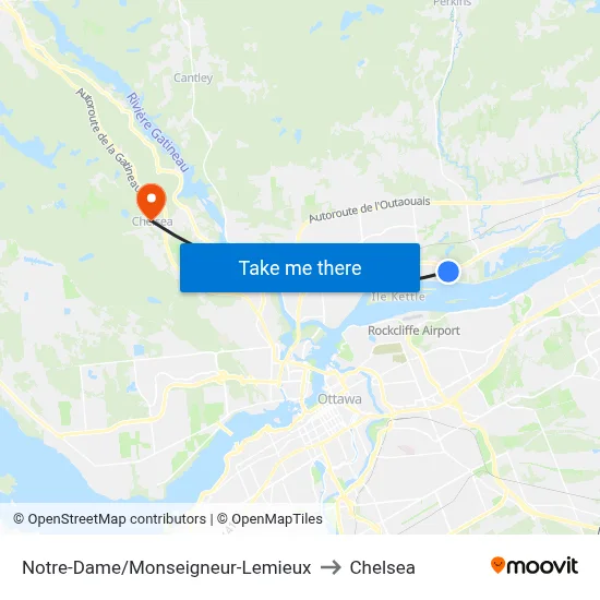 Notre-Dame/Monseigneur-Lemieux to Chelsea map