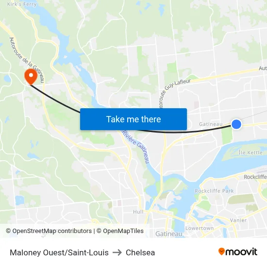 Maloney Ouest/Saint-Louis to Chelsea map