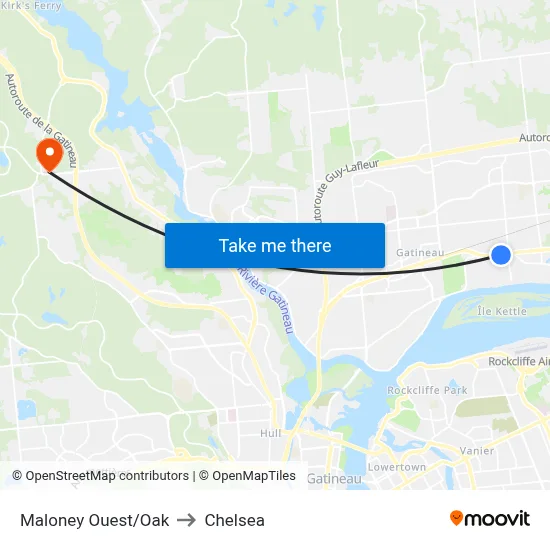 Maloney Ouest/Oak to Chelsea map