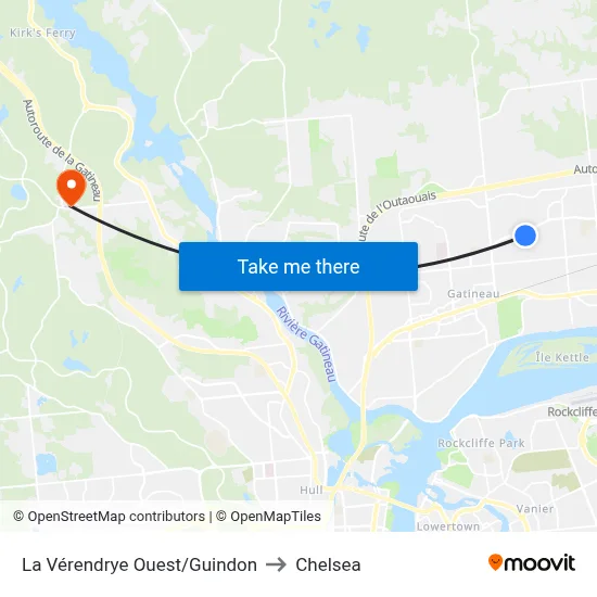 La Vérendrye Ouest/Guindon to Chelsea map
