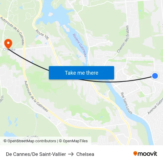 De Cannes/De Saint-Vallier to Chelsea map