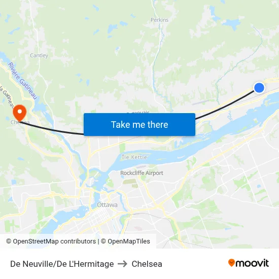 De Neuville/De L'Hermitage to Chelsea map