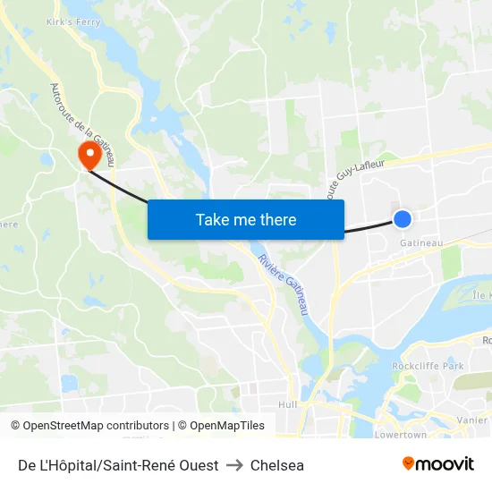 De L'Hôpital/Saint-René Ouest to Chelsea map