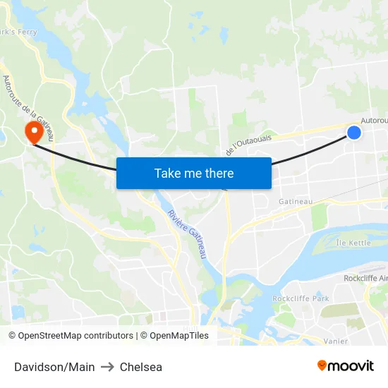 Davidson/Main to Chelsea map