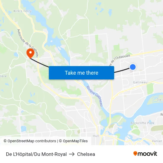 De L'Hôpital/Du Mont-Royal to Chelsea map