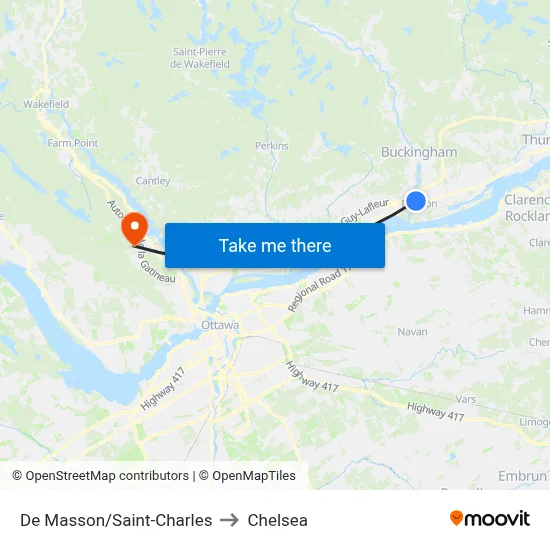 De Masson/Saint-Charles to Chelsea map
