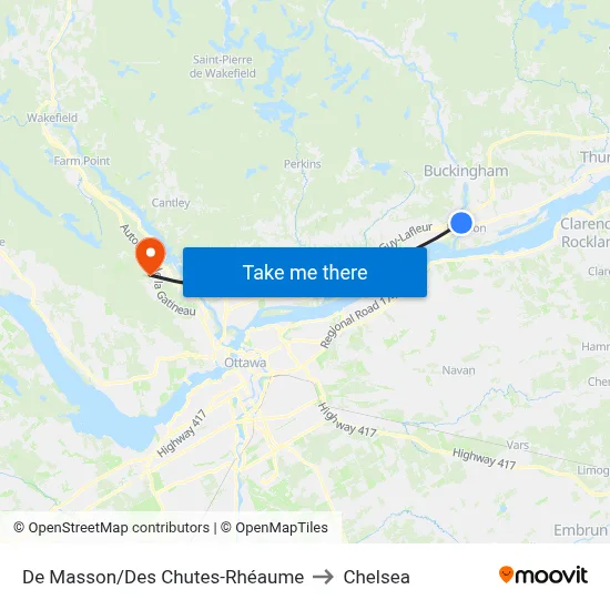 De Masson/Des Chutes-Rhéaume to Chelsea map