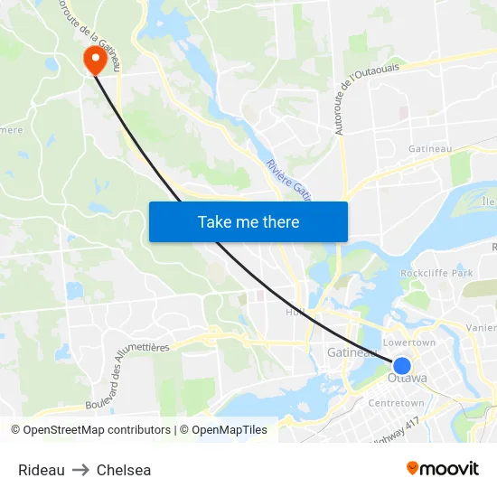 Rideau to Chelsea map