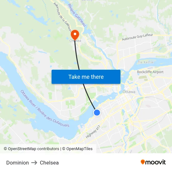 Dominion to Chelsea map