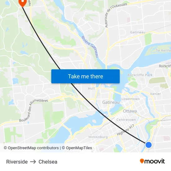 Riverside to Chelsea map
