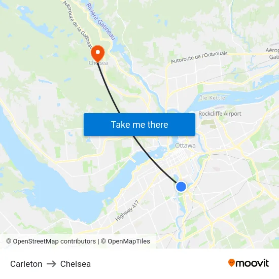 Carleton to Chelsea map