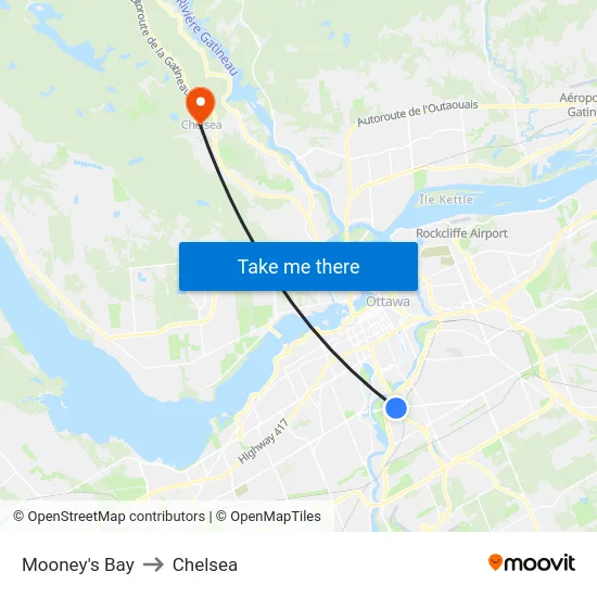 Mooney's Bay to Chelsea map