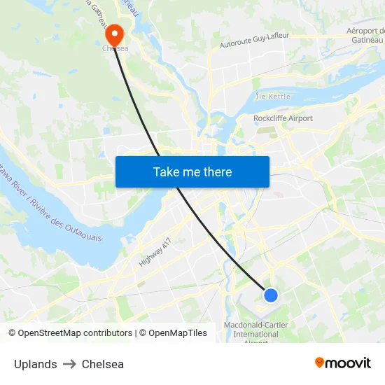 Uplands to Chelsea map