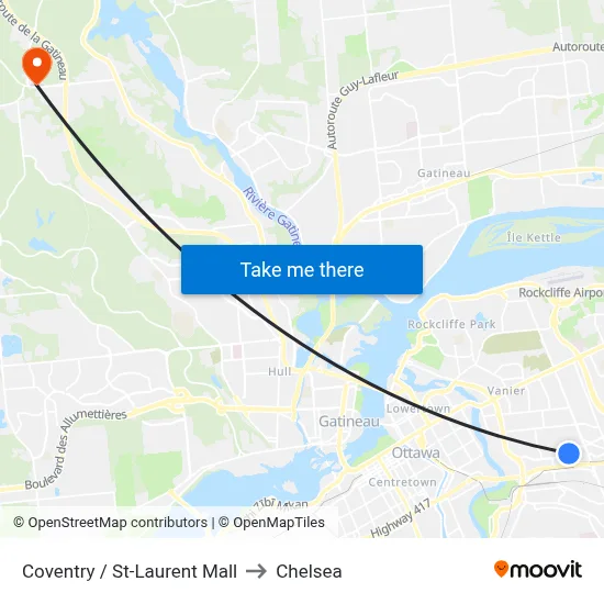 Coventry / St-Laurent Mall to Chelsea map