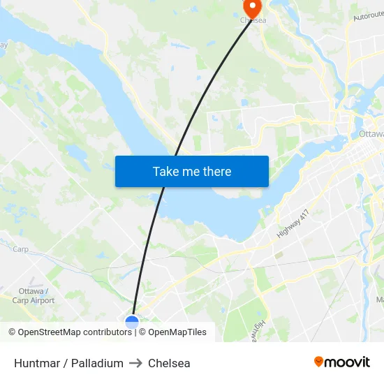 Huntmar / Palladium to Chelsea map