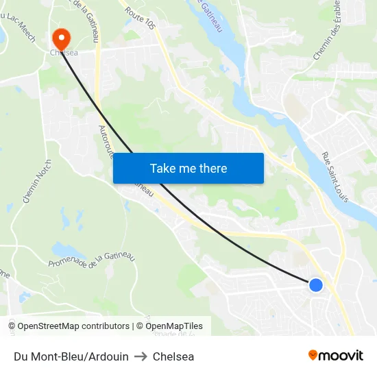 Du Mont-Bleu/Ardouin to Chelsea map