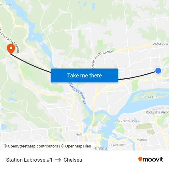 Station Labrosse #1 to Chelsea map