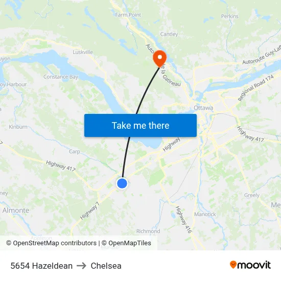 5654 Hazeldean to Chelsea map