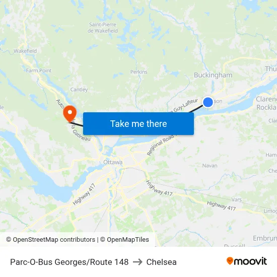 Parc-O-Bus Georges/Route 148 to Chelsea map