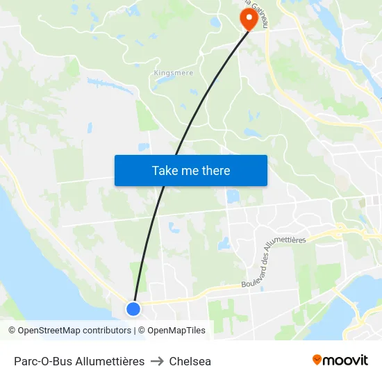 Parc-O-Bus Allumettières to Chelsea map