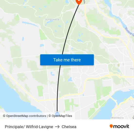Principale/ Wilfrid-Lavigne to Chelsea map