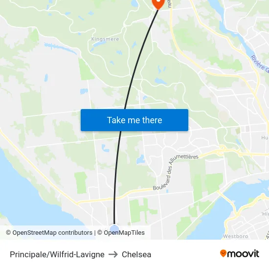 Principale/Wilfrid-Lavigne to Chelsea map
