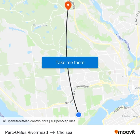 Parc-O-Bus Rivermead to Chelsea map