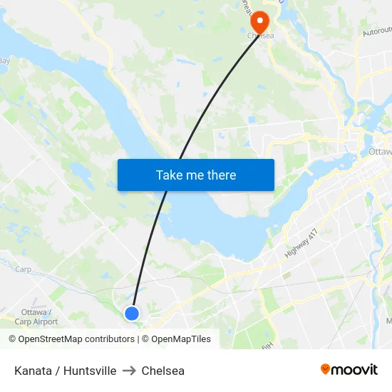 Kanata / Huntsville to Chelsea map