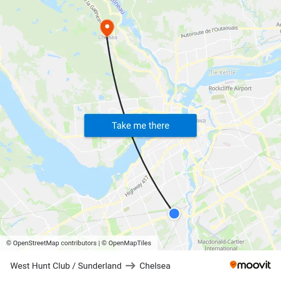 West Hunt Club / Sunderland to Chelsea map