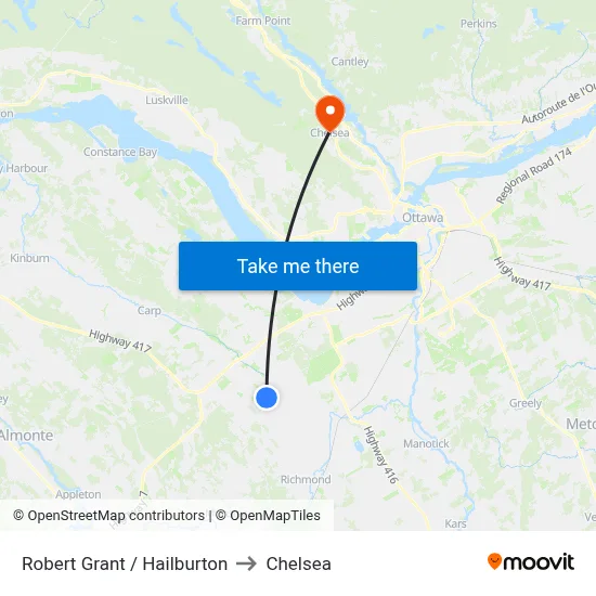 Robert Grant / Hailburton to Chelsea map