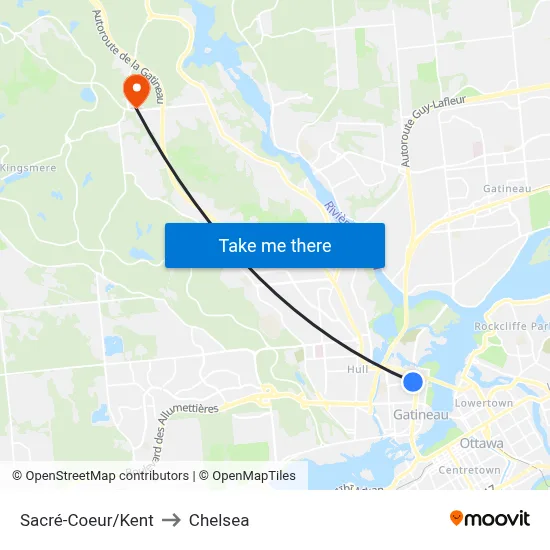Sacré-Coeur/Kent to Chelsea map