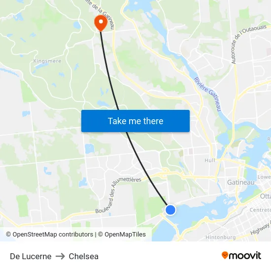 De Lucerne to Chelsea map