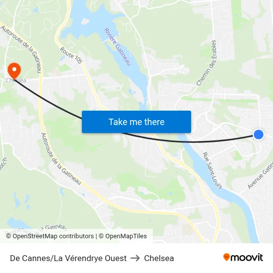 De Cannes/La Vérendrye Ouest to Chelsea map