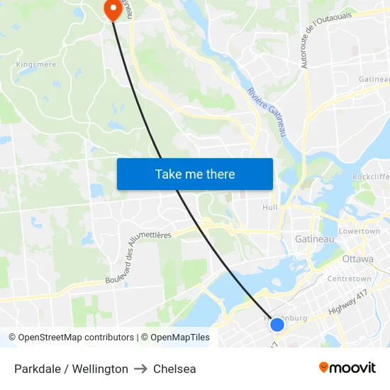 Parkdale / Wellington to Chelsea map