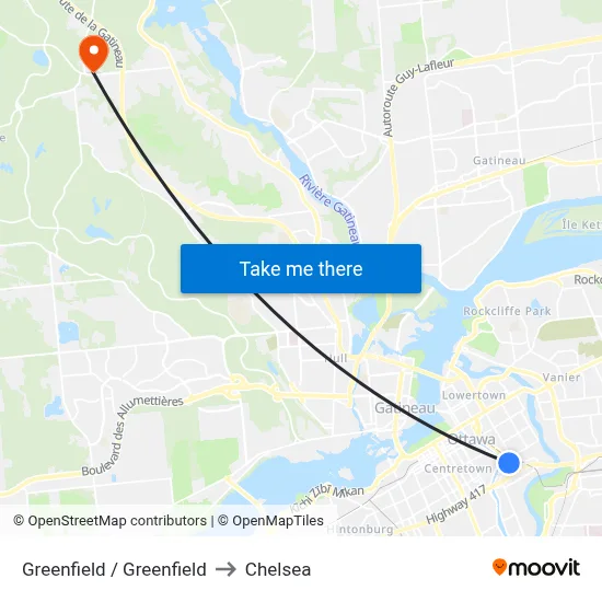 Greenfield / Greenfield to Chelsea map