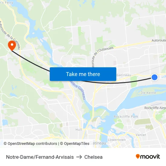 Notre-Dame/Fernand-Arvisais to Chelsea map