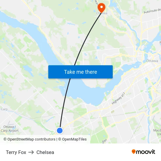 Terry Fox to Chelsea map